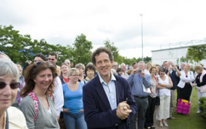 Show presenter Monty Don with visitors at BBC Gardeners' World Live